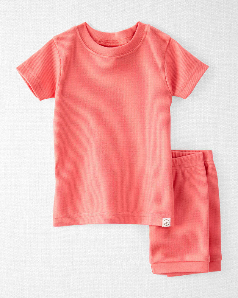 Baby Organic Cotton Ribbed Pyjama Set in Pink, image 1 of 4 slides