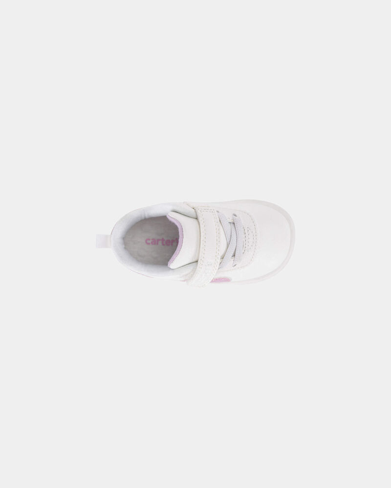 Baby Girl Every Step&reg; First Walker Shimmer Heart Sneakers - White/Pink, image 3 of 5 slides