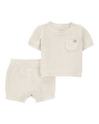 Baby 2-Piece Waffle Knit Tee & Short Set, image 1 of 4 slides