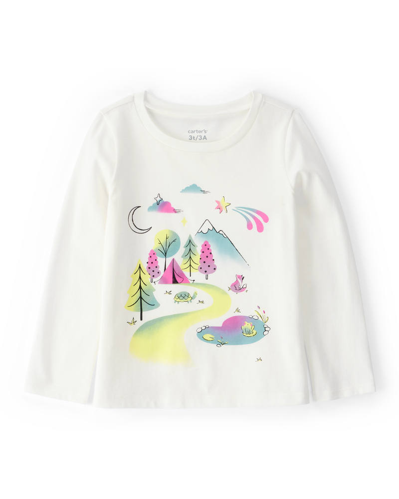 Toddler Girl Mountain Scene Cotton Blend Graphic Tee, image 1 of 3 slides