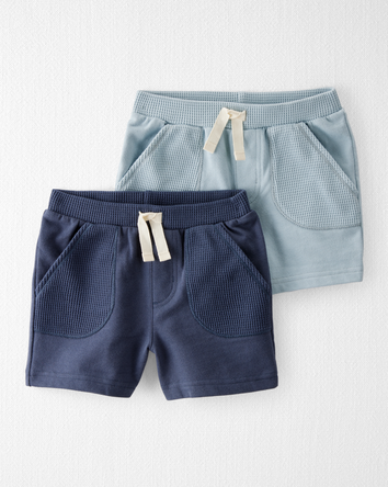 Toddler 2-Pack Organic Cotton Waffle Knit Shorts, 