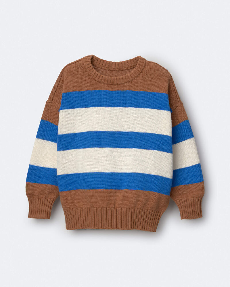Toddler Relaxed Sweater in Stripes - Brown, image 1 of 2 slides