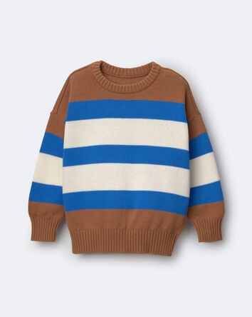 Toddler Relaxed Sweater in Stripes - Brown, 