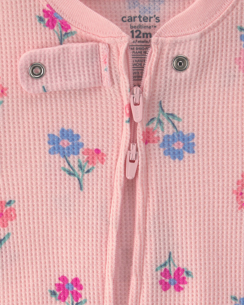 B&eacute;b&eacute; fille - Pyjama ajust&eacute; 1 pi&egrave;ce isotherme &agrave; motif floral &ndash; Rose, image 4 sur 4 diapositives