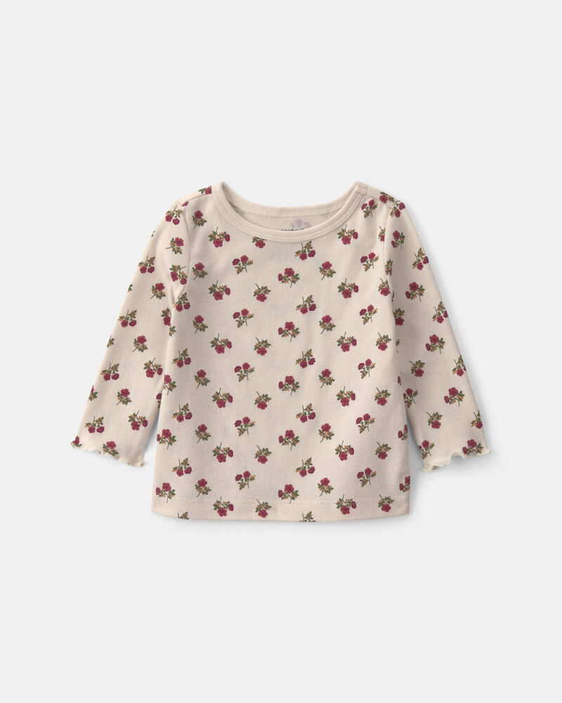Baby Girl 2-Piece Floral Overall Set - Maroon/Ivory, image 3 of 6 slides