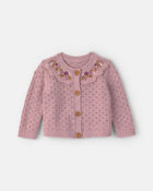 Baby Girl Floral Cardigan Sweater - Purple, image 1 of 3 slides