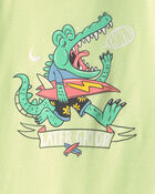 Gar&ccedil;ons - Pyjama 4 pi&egrave;ces en 100&nbsp;% coton &agrave; motif d&rsquo;alligator surfeur - Vert, image 2 sur 3 diapositives