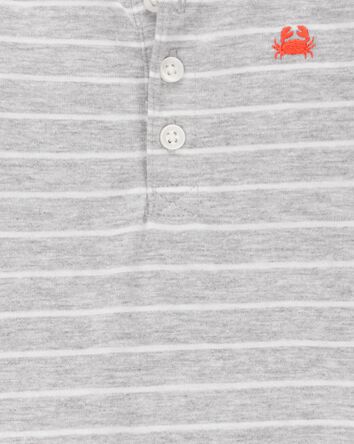 Baby 2-Piece Striped Bodysuit & Pull-On Short Set - Grey/Orange, 