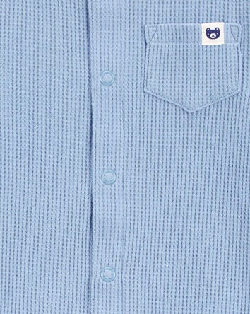 Baby Waffle Knit Short-Sleeve Romper - Blue, 