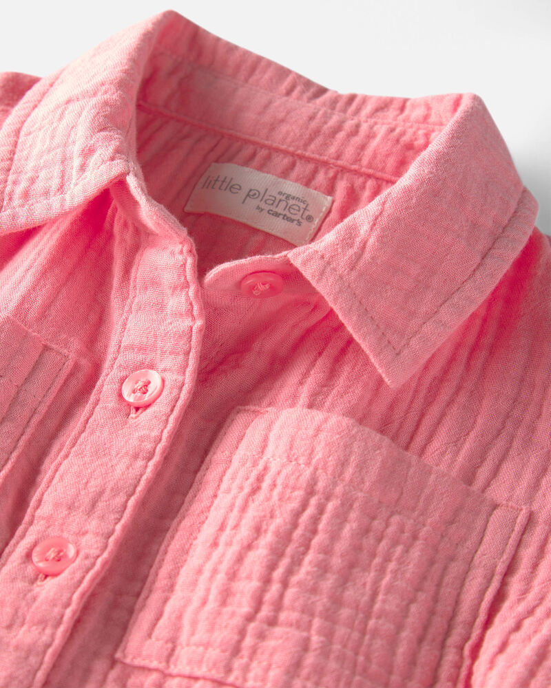 Toddler Girl Organic Cotton Gauze Button-Down Top , image 2 of 4 slides
