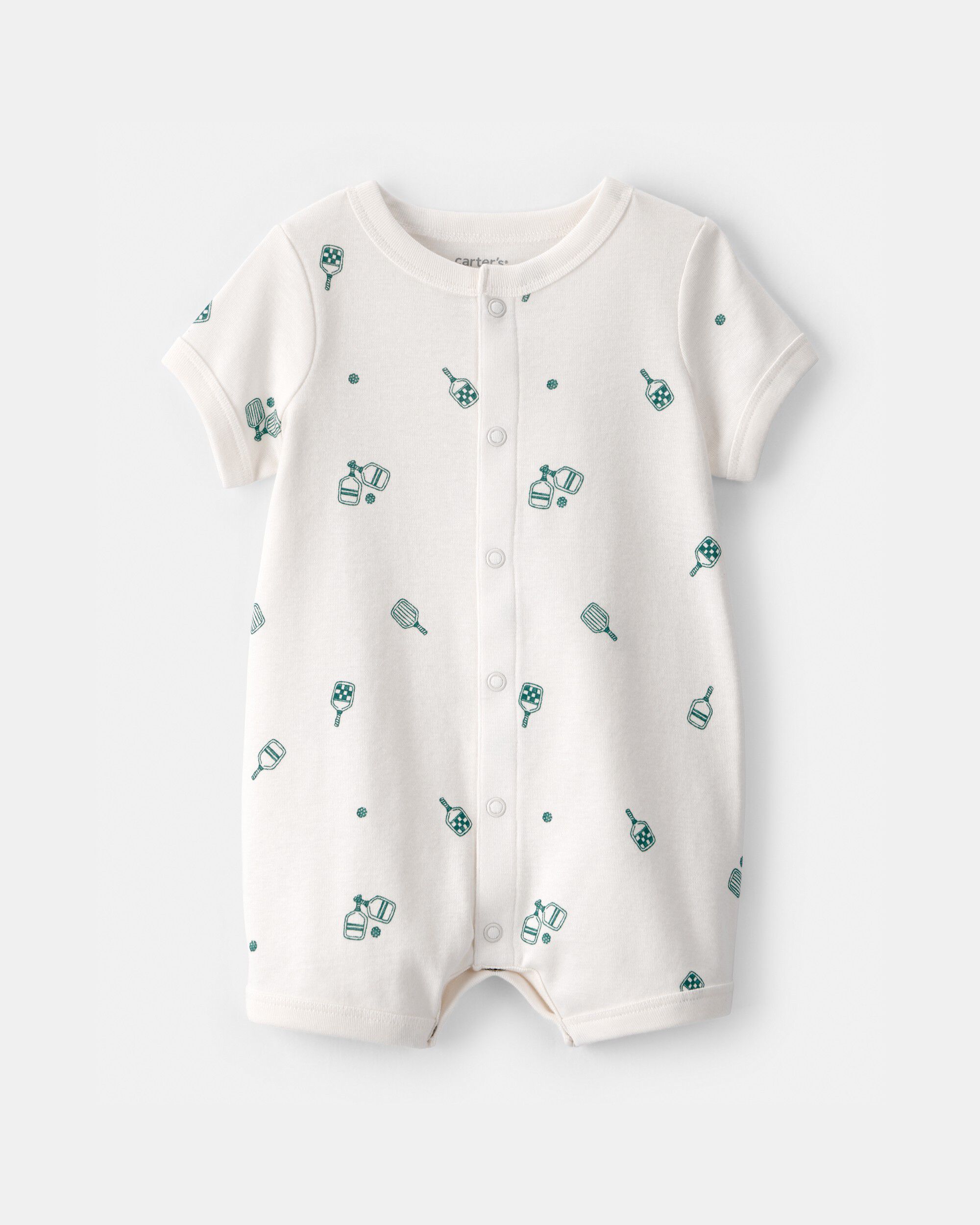 Baby Pickleball Short-Sleeve Romper - White | Carter's Oshkosh Canada