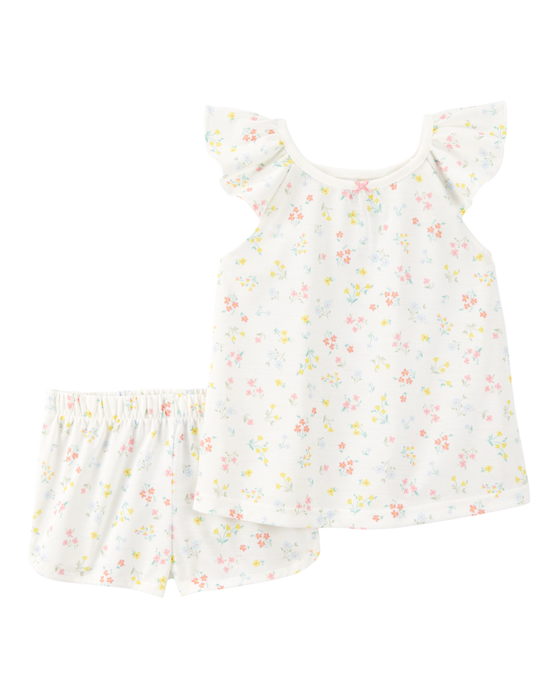 Toddler Floral Loose Fit 2-Piece Pyjamas - White, image 1 of 3 slides
