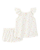 Toddler Floral Loose Fit 2-Piece Pyjamas - White, image 1 of 3 slides
