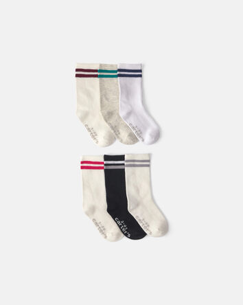 Tout-petit gar&ccedil;on - Emballage 6 paires de chaussettes mi-mollet &agrave; rayures de style universitaire, 