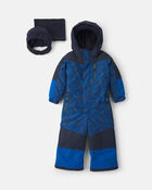 Baby Boy 1 Piece Snowsuit- Royal Blue, image 1 of 9 slides