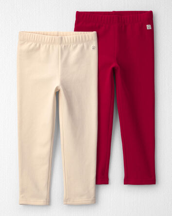 Toddler Girl 2-Pack Fleece Leggings Made with Organic Cotton, 
