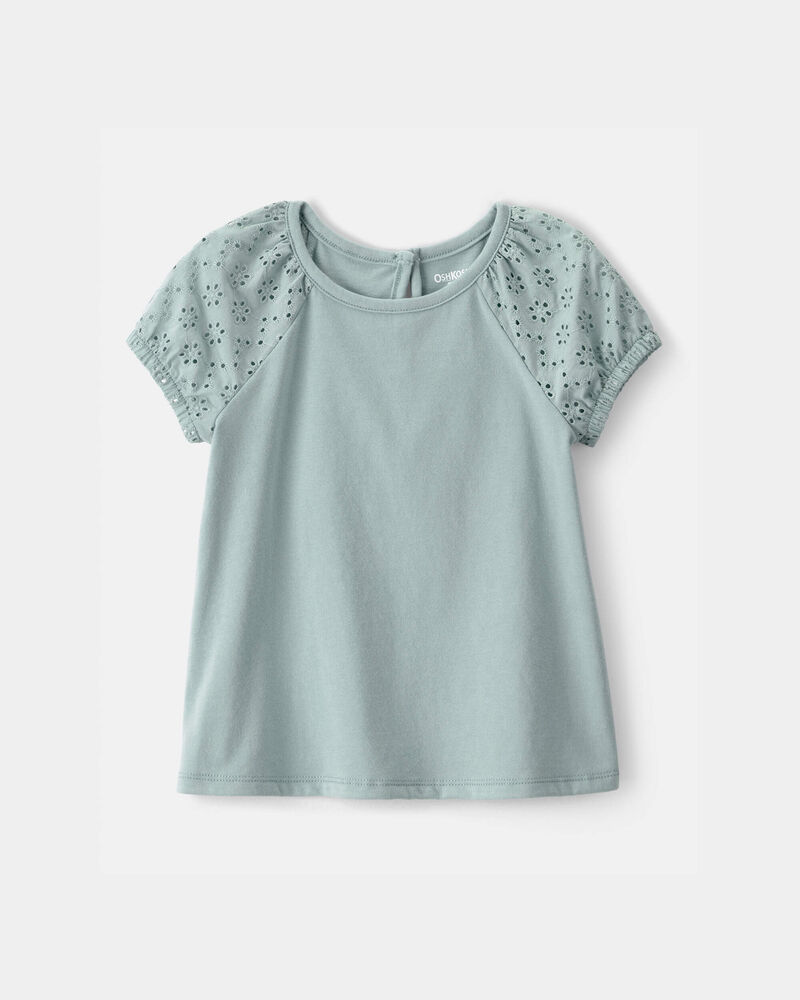 Toddler Girl Eyelet Short-Sleeve Top - Green, image 1 of 3 slides