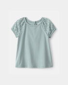 Toddler Girl Eyelet Short-Sleeve Top - Green, image 1 of 3 slides