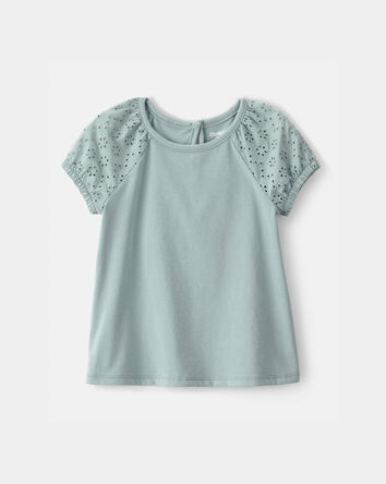 Toddler Girl Eyelet Short-Sleeve Top - Green, 