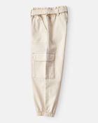 Toddler Girl Cotton Cargo Joggers - White, image 3 of 5 slides