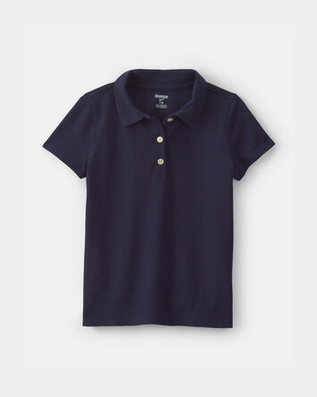 Filles - Polo d&rsquo;uniforme piqu&eacute; - Bleu marine, 