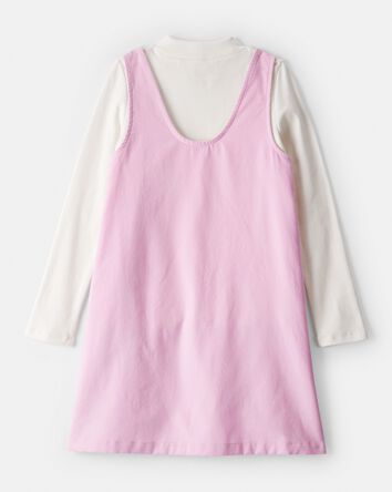 Girls Corduroy Dress Set - Pink/Ivory, 