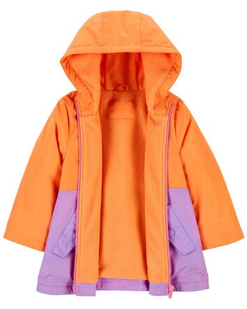 Toddler Fleece-Lined Colourblock Rain Jacket, 