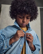Boys Hickory Button-Down Shirt - Blue, image 4 of 6 slides
