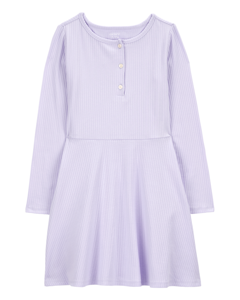 Kid Long-Sleeve Ribbed Dress, image 1 of 4 slides
