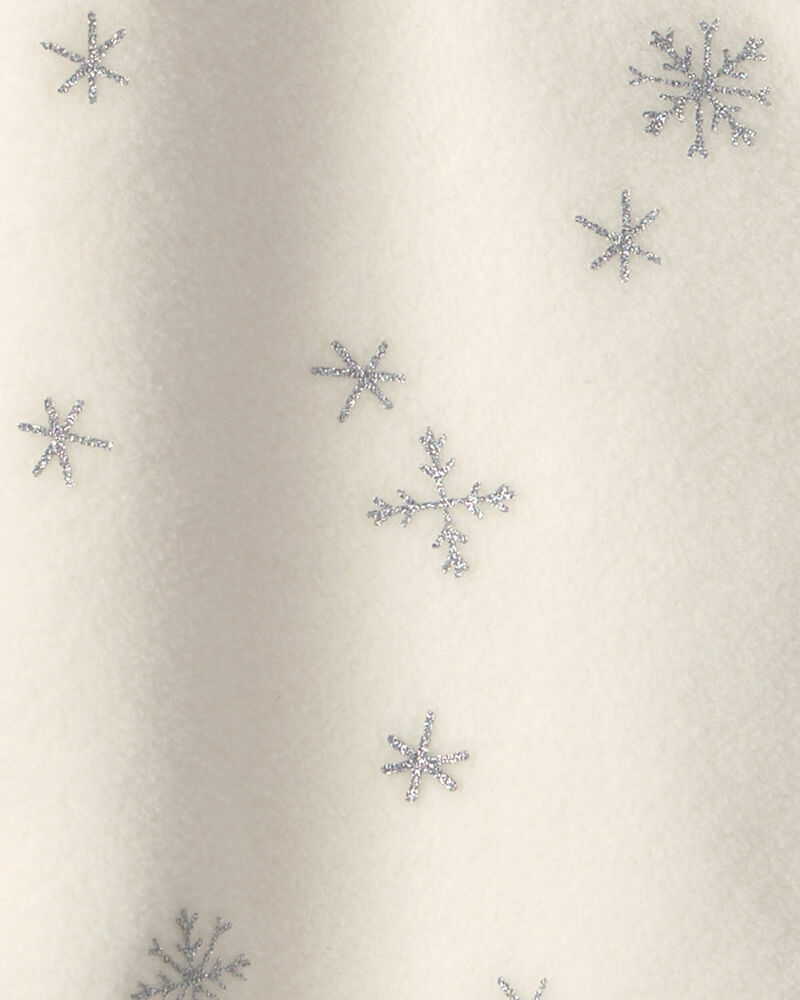 Baby Girl Snowflake Fleece 2-Way Zip Sleep & Play Pyjamas - Cream, image 4 of 5 slides