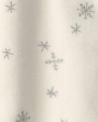 Baby Girl Snowflake Fleece 2-Way Zip Sleep & Play Pyjamas - Cream, image 4 of 5 slides