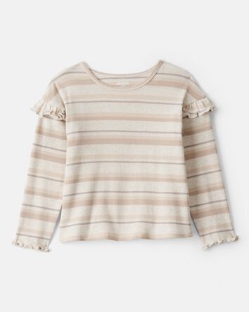 Tout-petit fille - Haut &agrave; manches longues ray&eacute;&nbsp;&ndash; Cr&egrave;me, 