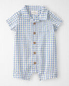Baby Boy Gingham Romper Made with Organic Cotton, image 1 of 4 slides