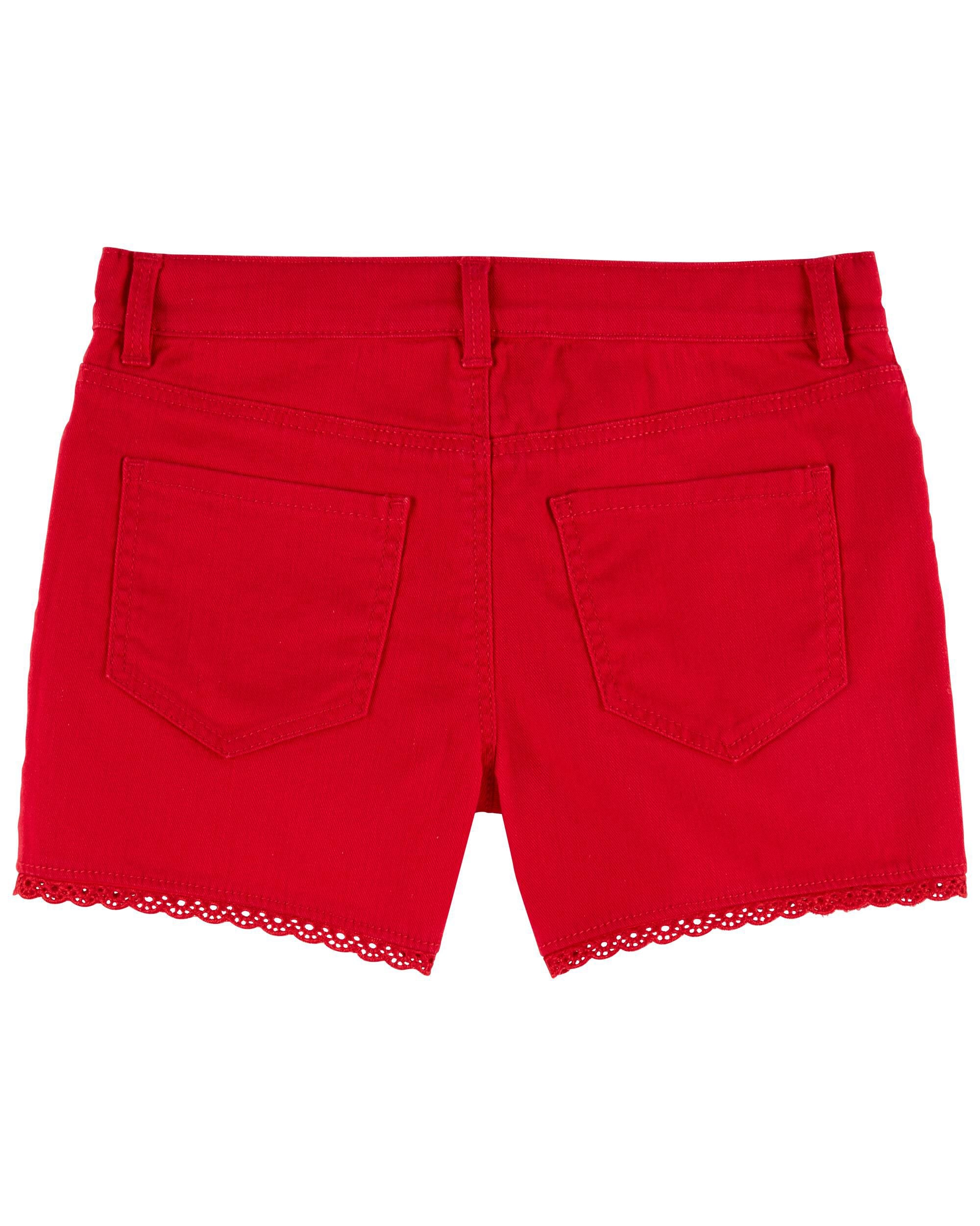 Lace Hem Denim Shorts