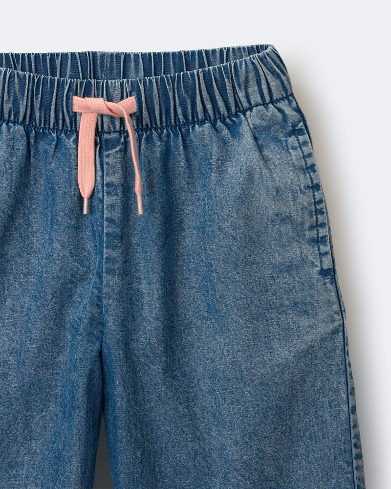Toddler Girl Wide-Leg Cropped Pant in Chambray, image 7 of 7 slides