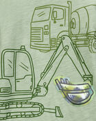 Toddler Construction Cotton Blend Long-Sleeve Tee - Green, image 4 of 5 slides