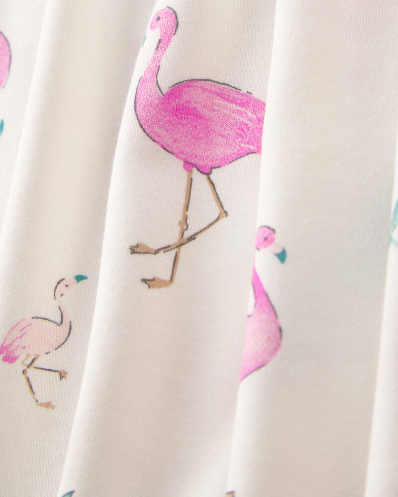 Baby Girl Flamingo PurelySoft 2-Way Zip Snug Fit Sleeper - Ivory, image 7 of 9 slides