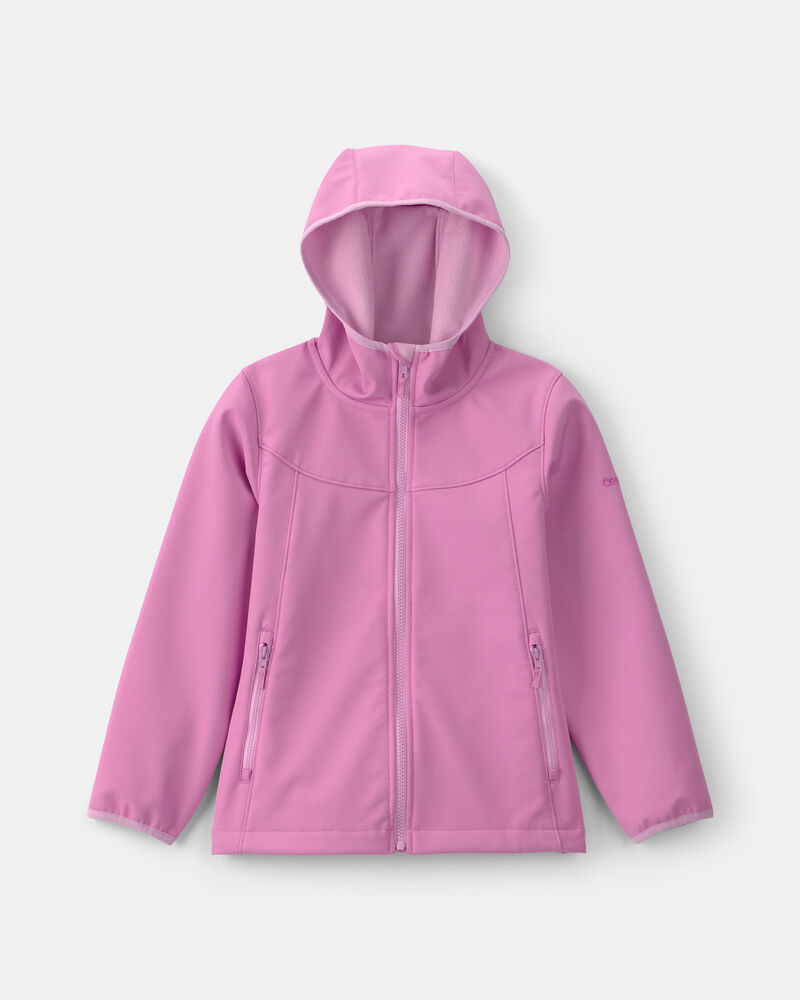 Girls Solid Rain Jacket with Water-Activated Print - Pink, image 1 of 4 slides