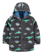 Toddler Dinosaur Colour Changing Rain Jacket - Grey, image 3 of 6 slides