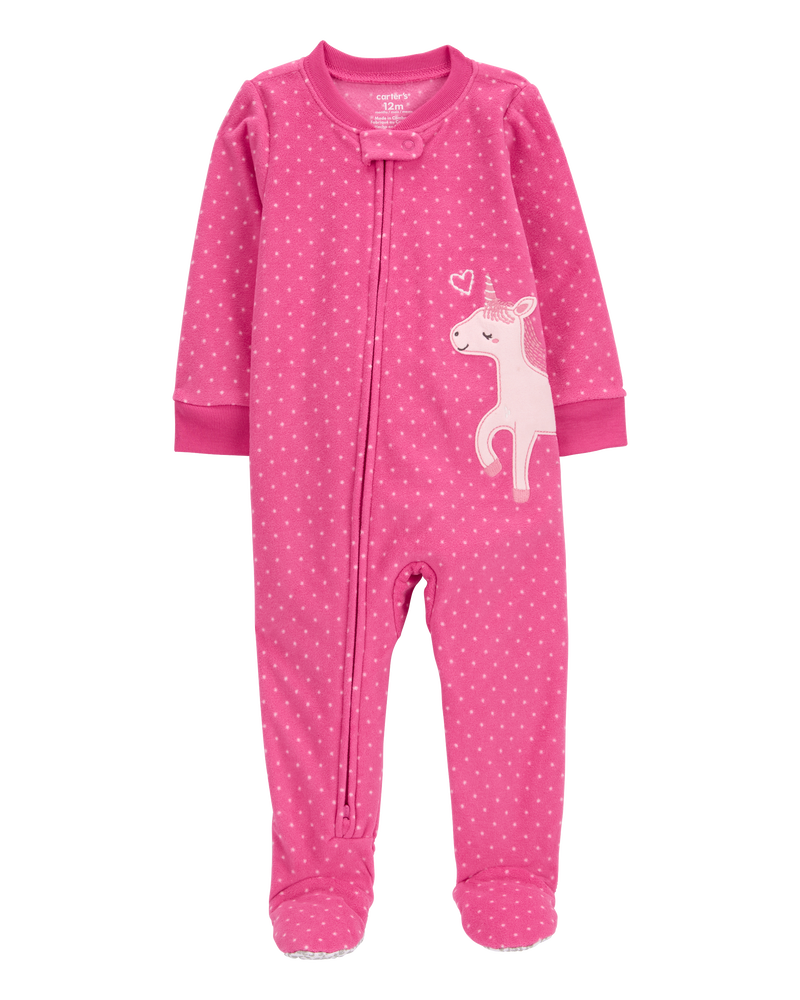 Toddler 1-Piece Unicorn Fleece Footie Pyjamas, image 1 of 4 slides