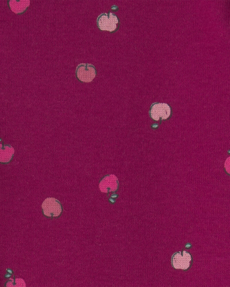 Baby Girl 3-Piece Apple Long-Sleeve Bodysuit & Pant Set - Burgundy/Pink, image 4 of 6 slides