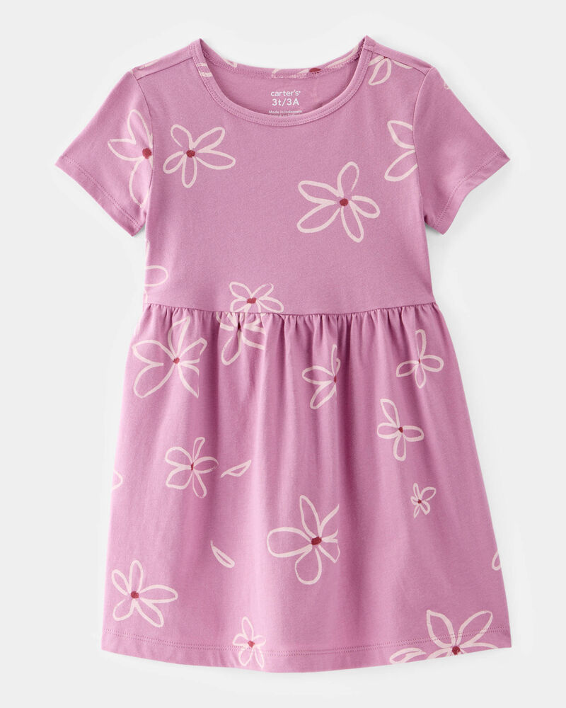 Toddler Girl Flower Print Dress, image 1 of 4 slides