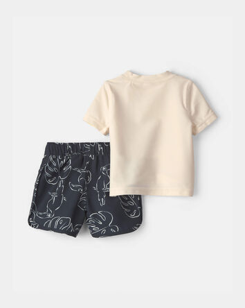 Baby Boy 3-Piece Rashguard Swimsuit Set - Black/Ivory, 