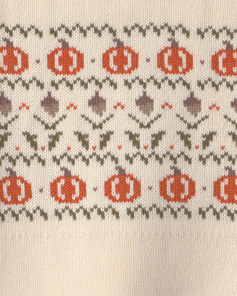 Kids Organic Cotton Fair Isle Sweater Knit Pullover, image 3 of 4 slides