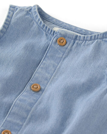 Baby Chambray Sleeveless Romper - Blue, 