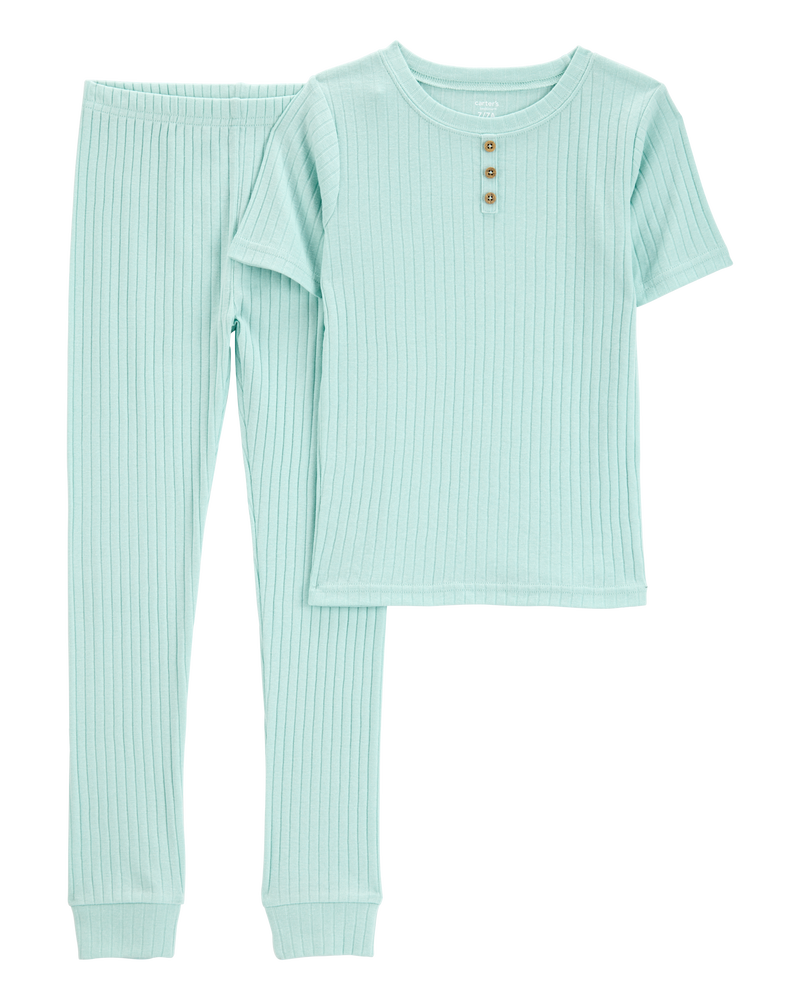 Kid 2-Piece Ribbed Cotton Blend Pyjamas, image 1 of 3 slides