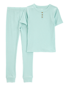 Kid 2-Piece Ribbed Cotton Blend Pyjamas, image 1 of 3 slides