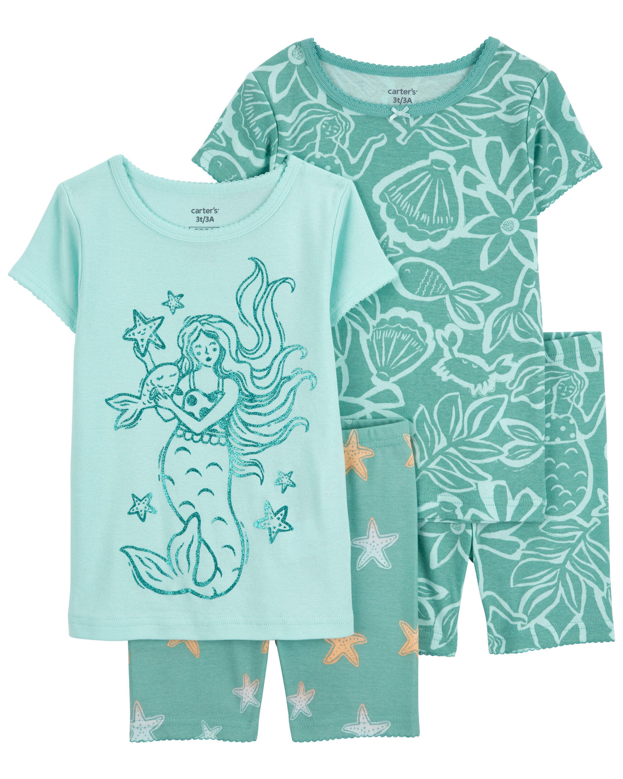 Green Toddler 4 Piece Mermaid 100 Snug Fit Cotton Pyjamas Carter s Oshkosh Canada