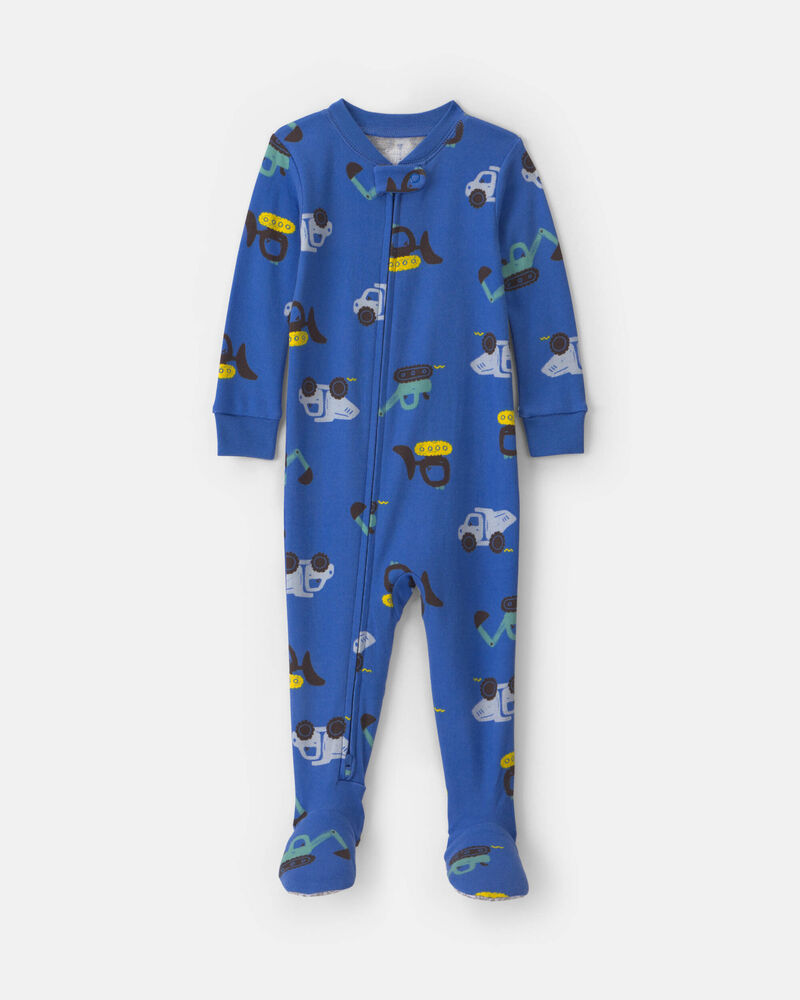 Baby Boy 1-Piece Construction 2-Way Zip 100% Cotton Snug Fit Pyjama - Blue, image 1 of 5 slides