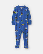 Baby Boy 1-Piece Construction 2-Way Zip 100% Cotton Snug Fit Pyjama - Blue, image 1 of 5 slides